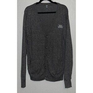 Knitted Embroidered Bud Light Logo Sweater 3/4 Button Up Men Sz Large Gray